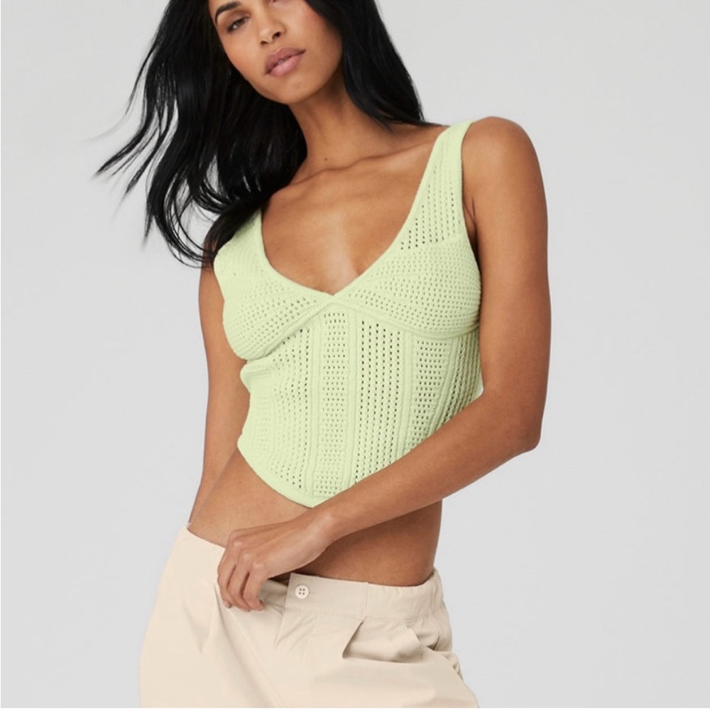 Alo Green Tea Crochet Top